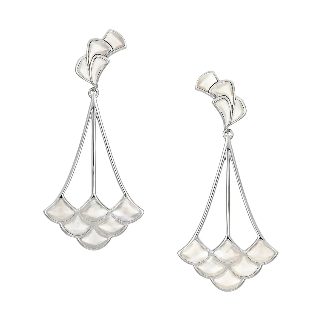 Koi Cascade Two-Tier Mother of Pearl Drop Sterling Silver Earrings | Jan Leslie