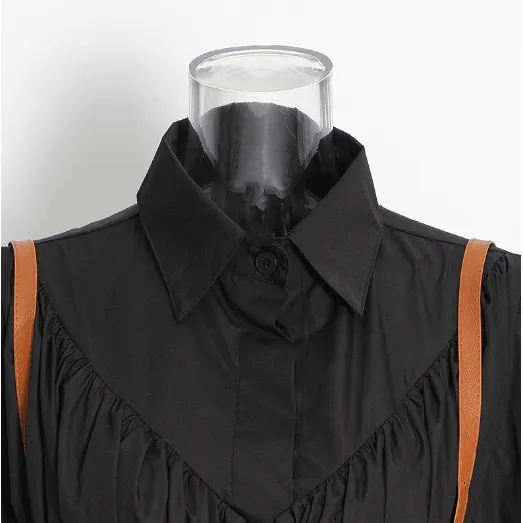 Lace-up design strap waist seal waist shirt