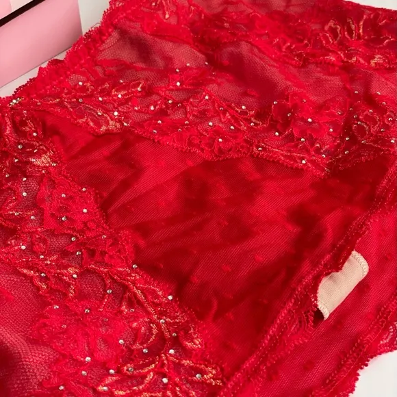 LARGE Victoria’s Secret red studded garter skirt
