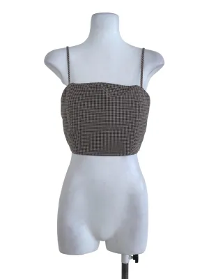 Latte Brown Houndstooth Sleeveless Top