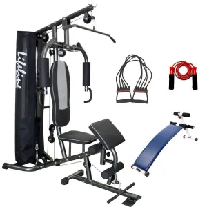 Lifeline Home Gym Setup Deluxe 005 For Workout At Home Bundles With Chest Expander, Skipping Rope and Gym Curve Bench 5501A || Available on EMI