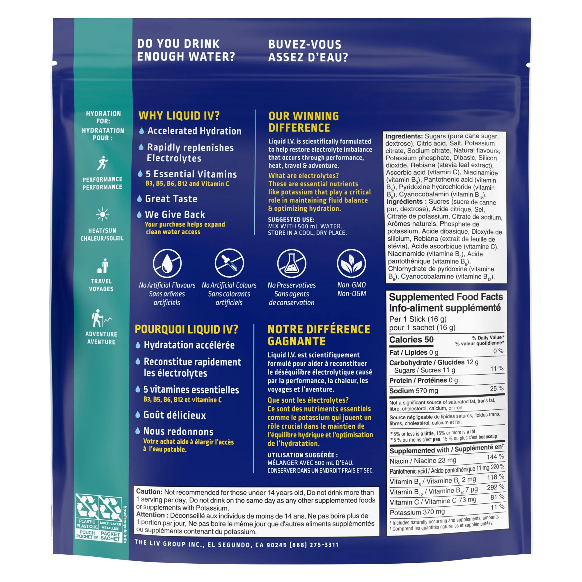 Liquid I.V. Hydration Multiplier Lemon Lime 16 Count