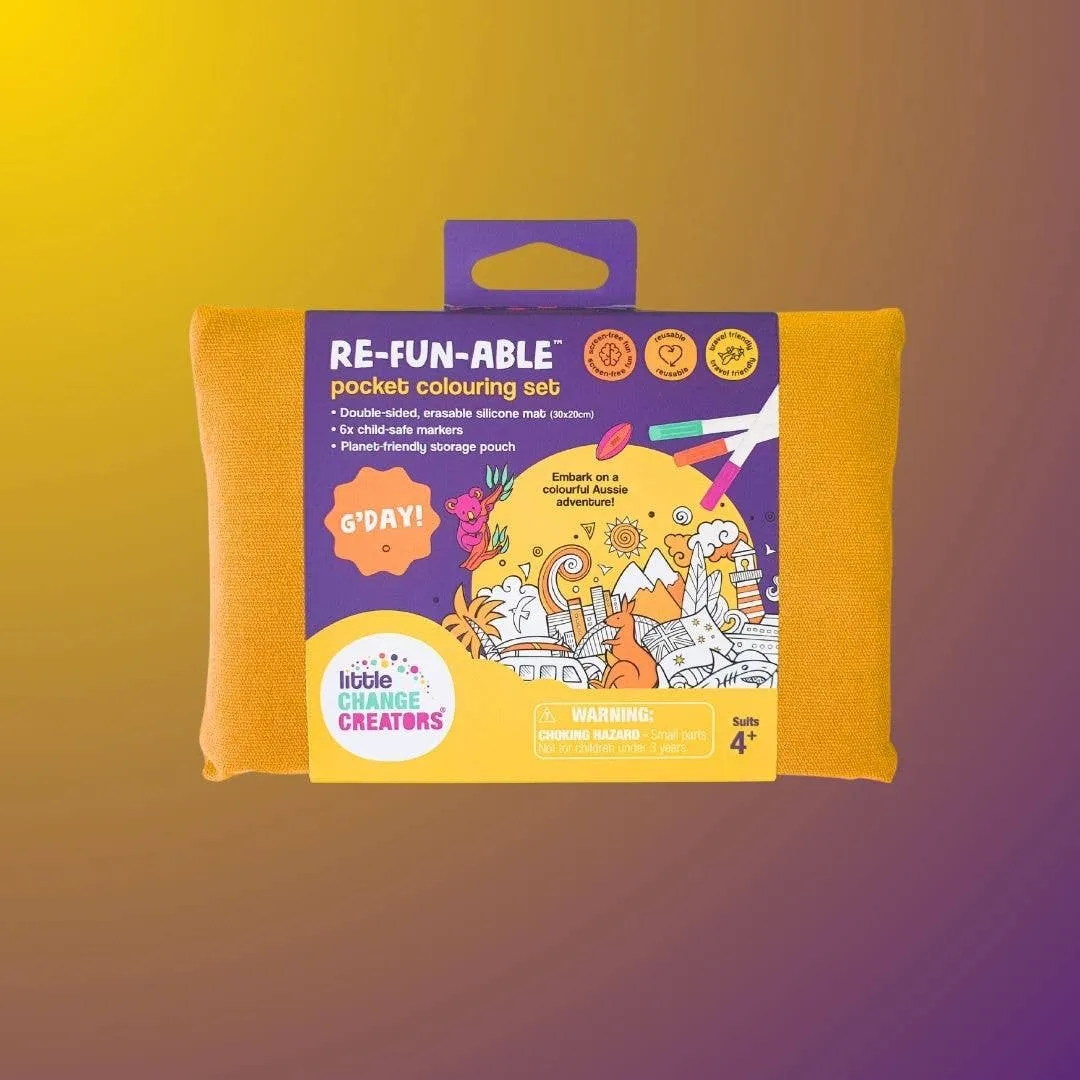 Little Change Creators - G’DAY! Pocket Reusable Colouring In Set | Australian Gift