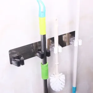 LtrottedJ Wall Mounted Mop Organizer Holder ，Brush Broom Hanger Storage Rack Kitchen Tool (White)