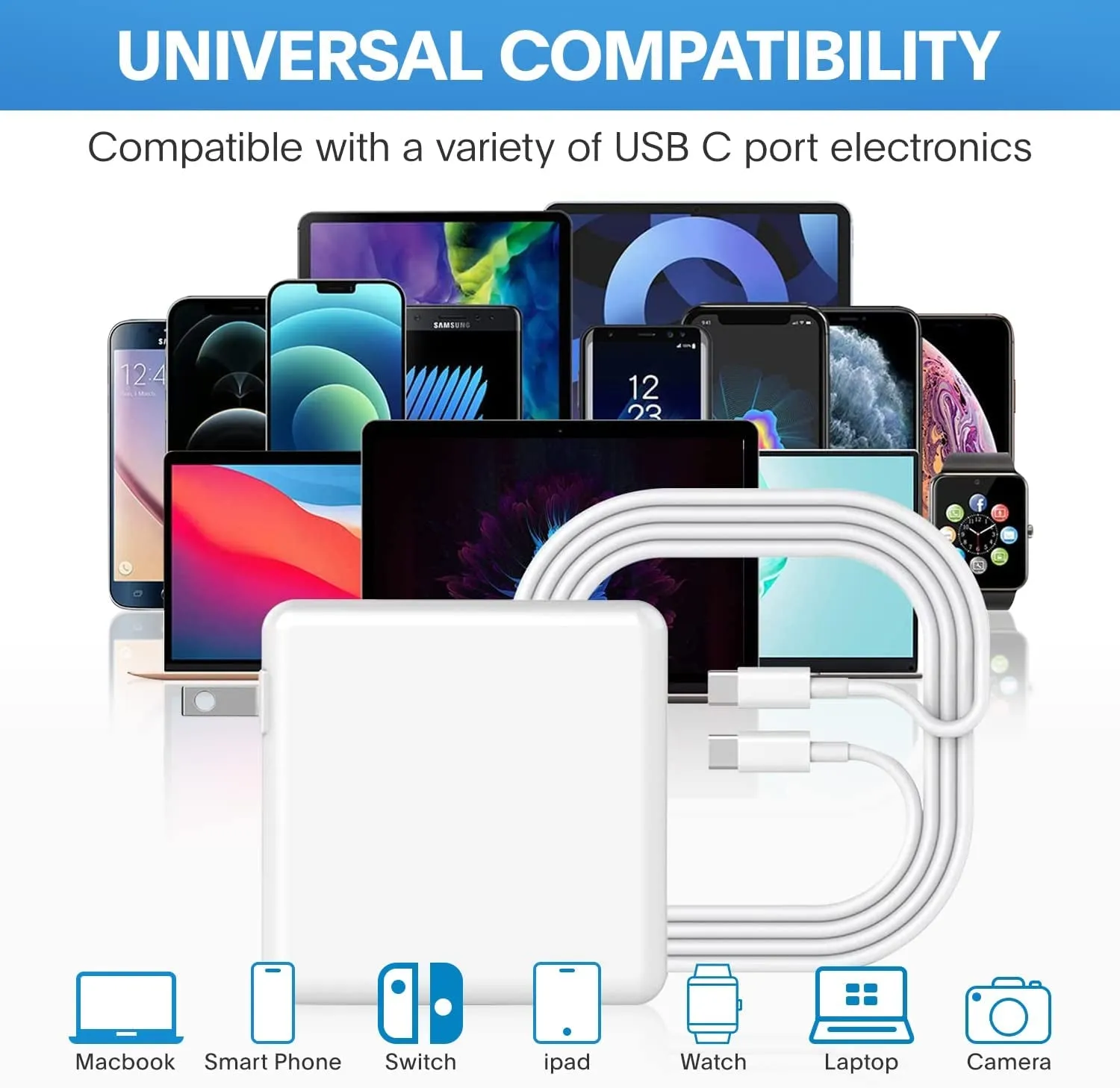 Mac Book Pro Charger - 118W USB C Charger Fast Charger Compatible with USB C Port Macbook Pro/Air, M1 M2 M3 M4, Ipad Pro, Samsung Galaxy and All USB C Device, Include Charge Cable