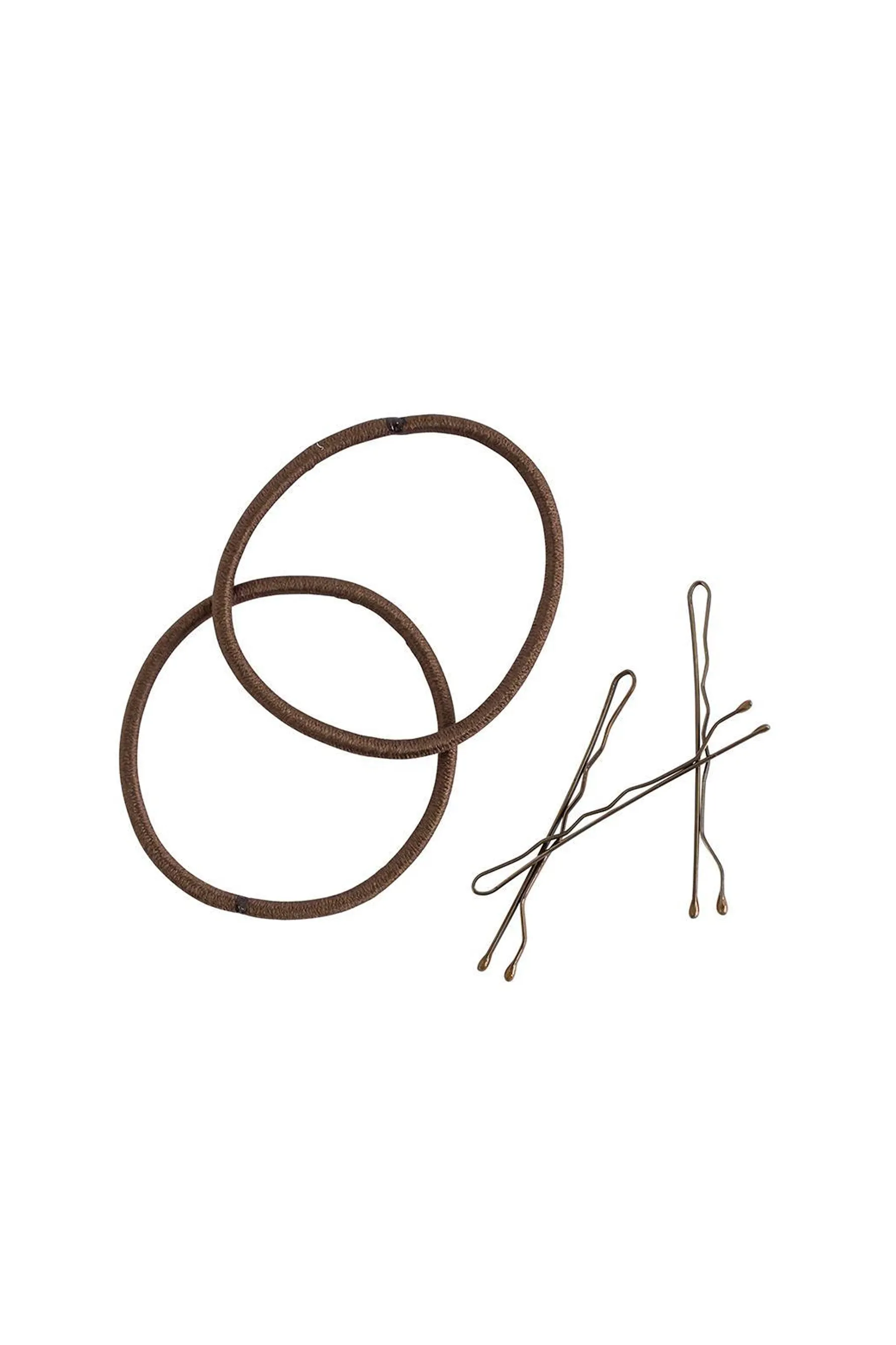 MAE 40-2500BR Combo Elastic and Bobby Pins Brown 25
