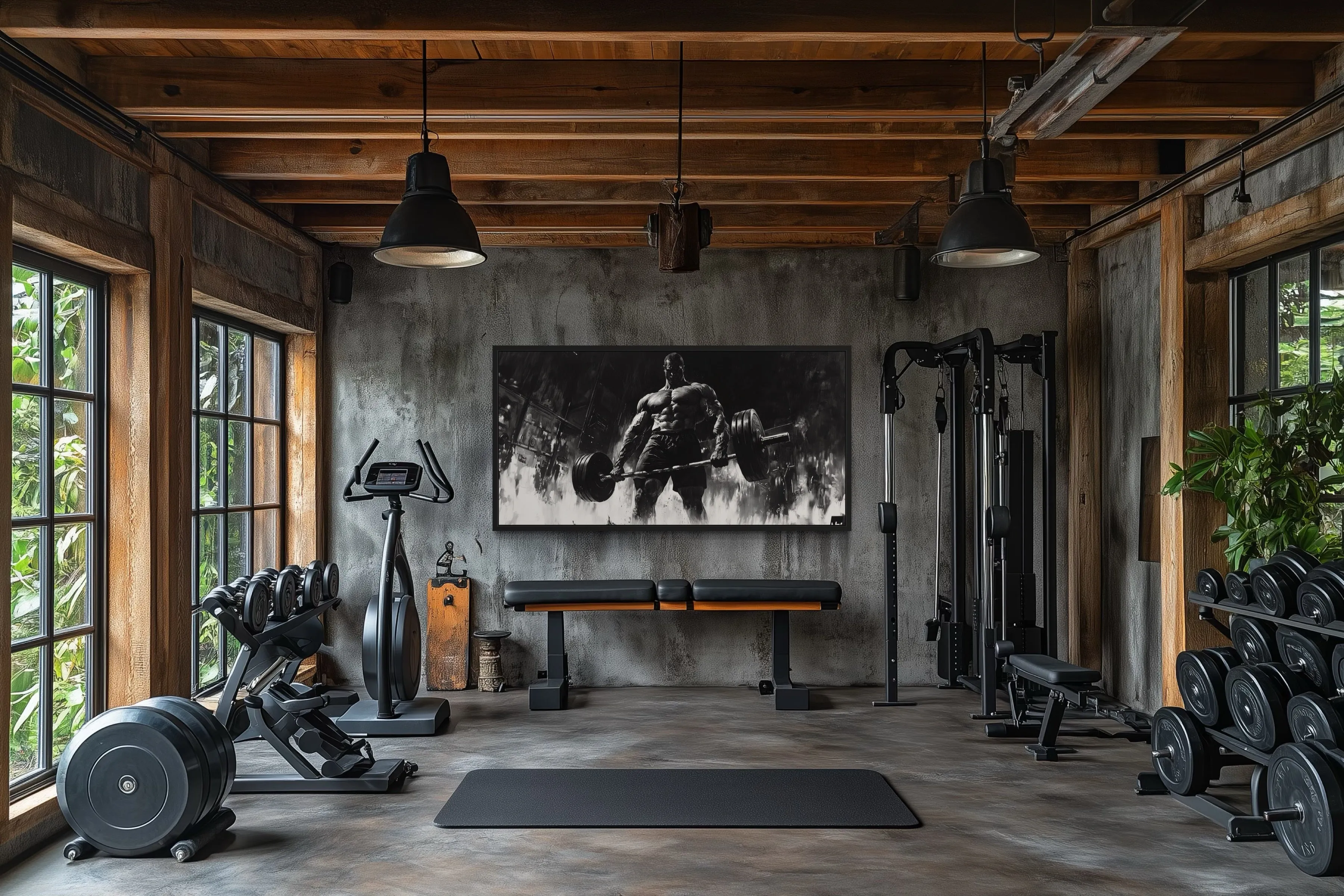 Man Doing Deadlift Motivational Gym Framed Canvas Wall Art
