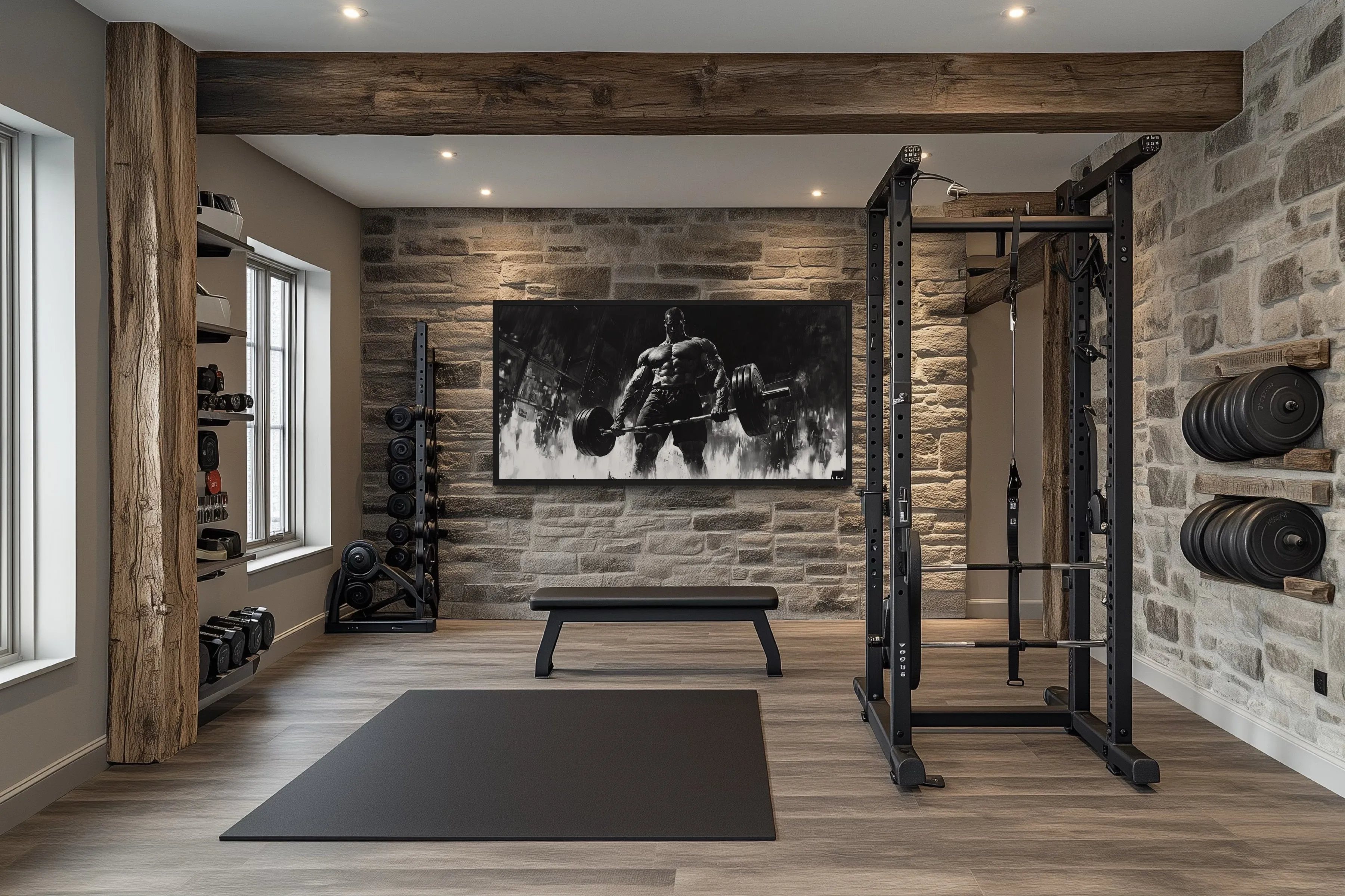 Man Doing Deadlift Motivational Gym Framed Canvas Wall Art
