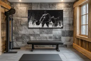 Man Doing Deadlift Motivational Gym Framed Canvas Wall Art