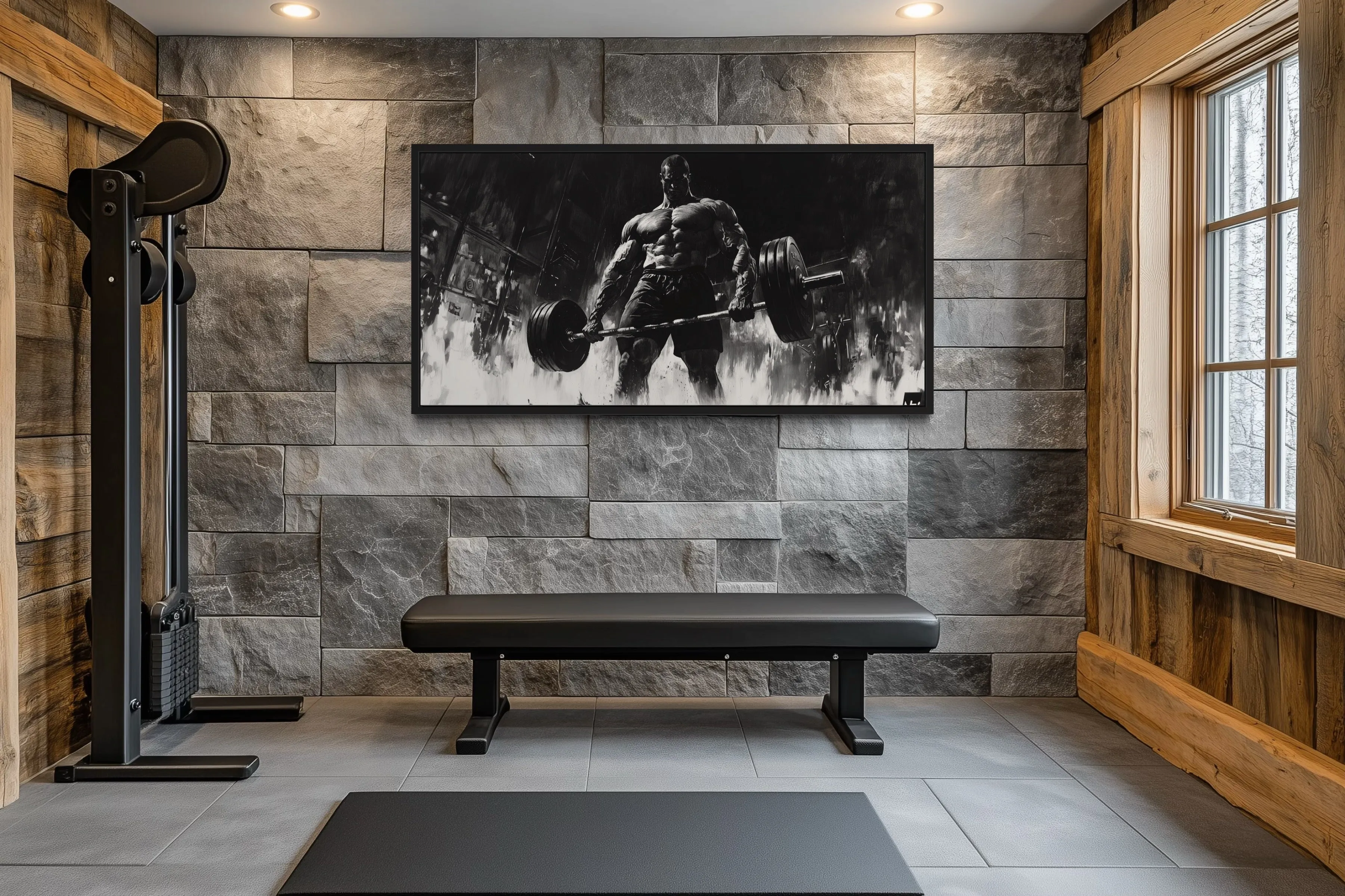 Man Doing Deadlift Motivational Gym Framed Canvas Wall Art