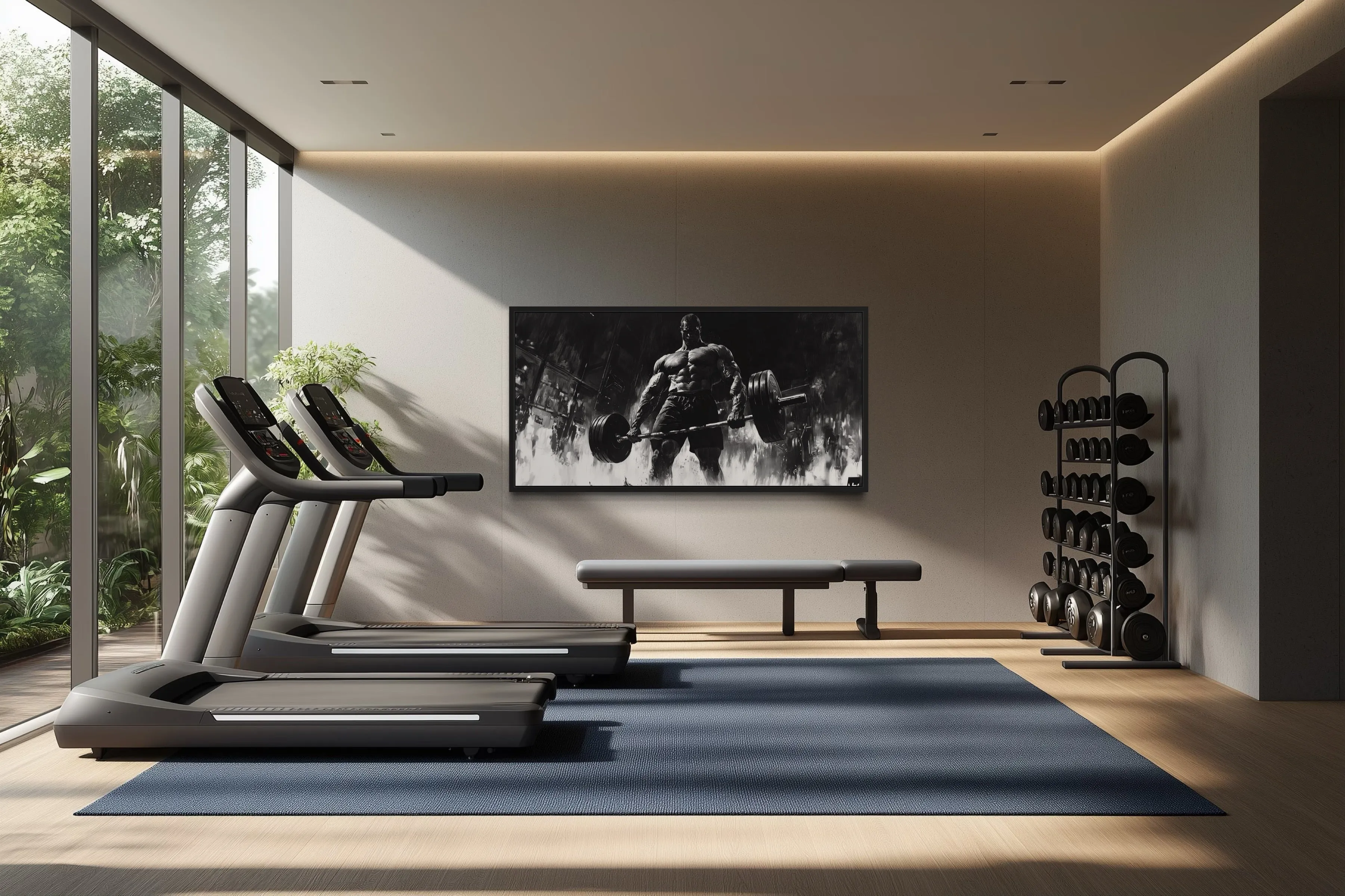 Man Doing Deadlift Motivational Gym Framed Canvas Wall Art