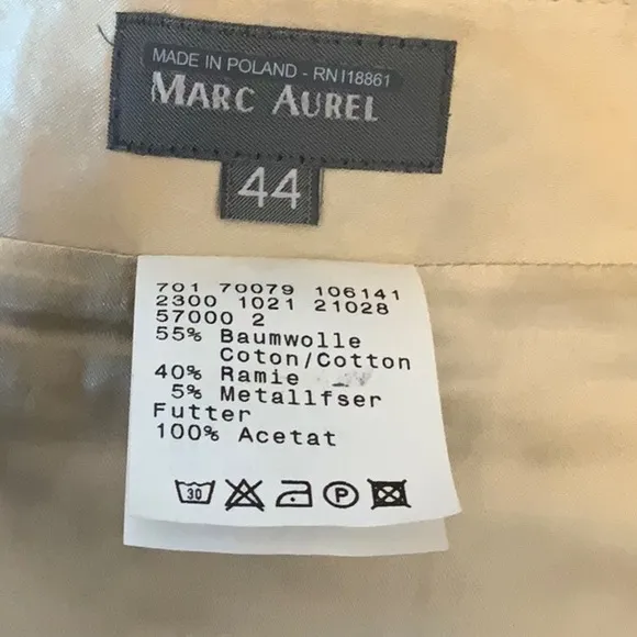 Marc Aurel Beige Full Skirt Size 40/12