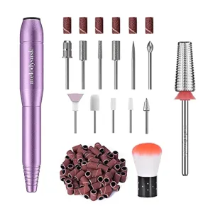 MelodySusie Electric Nail Drill Machine 11 in 1 Kit, Portable Electric Nail File Efile Set for Acrylic Gel Nails, Manicure Pedicure Tool with Nail Drill Bits Sanding Bands Dust Brush