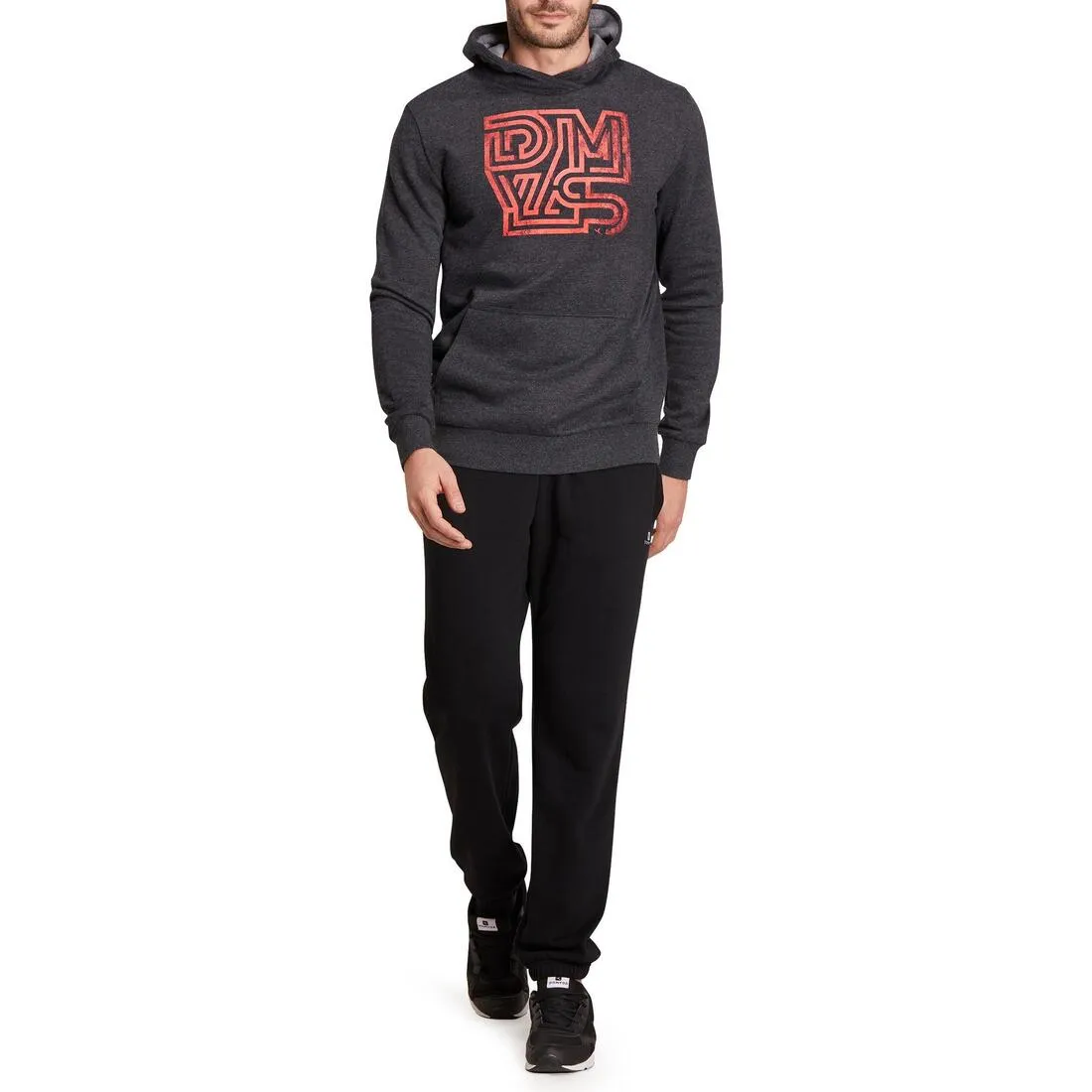 Men's Hooded Gym & Pilates Sweatshirt - Dark Grey