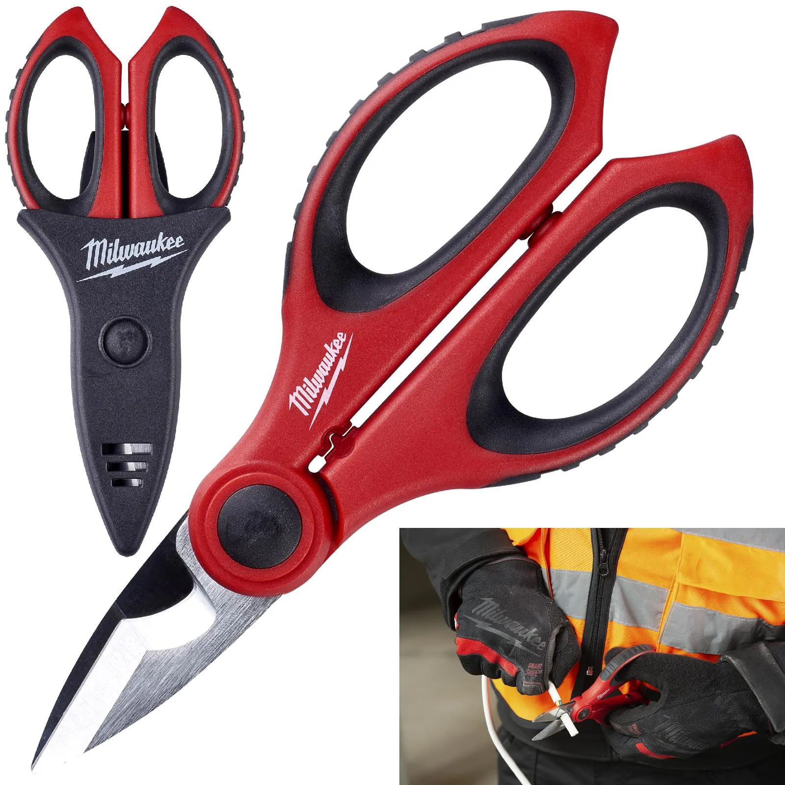 Milwaukee Electrician Scissor with Tool Holder Belt Pouch