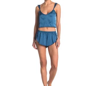 Mina Lisa pajama short set blue Size Large NWT