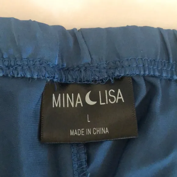 Mina Lisa pajama short set blue Size Large NWT