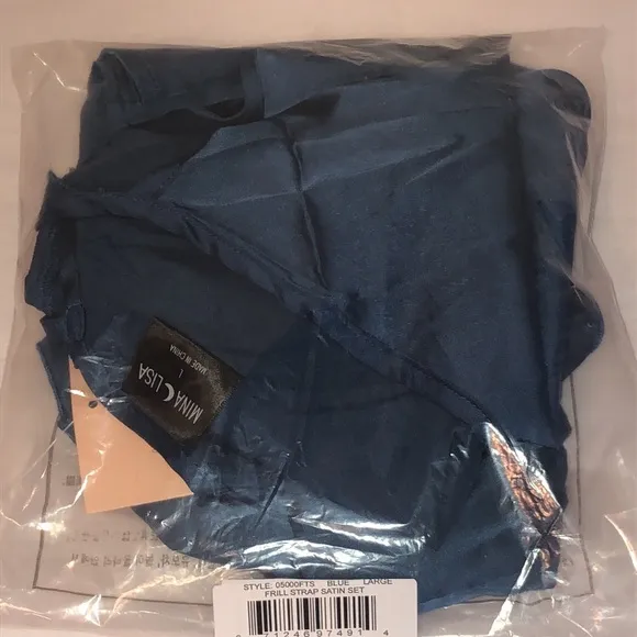 Mina Lisa pajama short set blue Size Large NWT