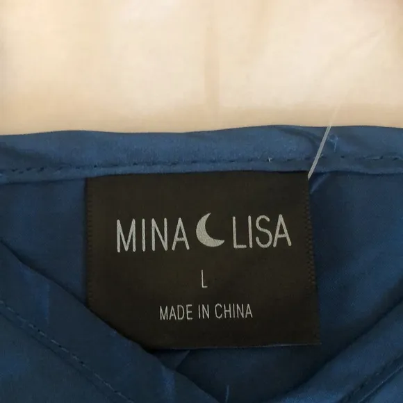 Mina Lisa pajama short set blue Size Large NWT