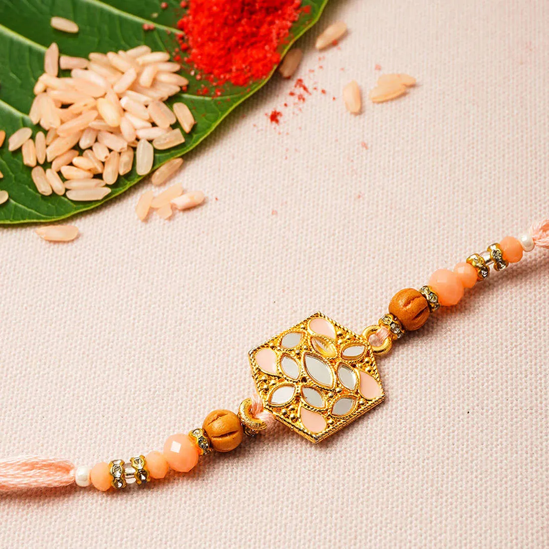 Mirror Studded Hexagon Rakhi