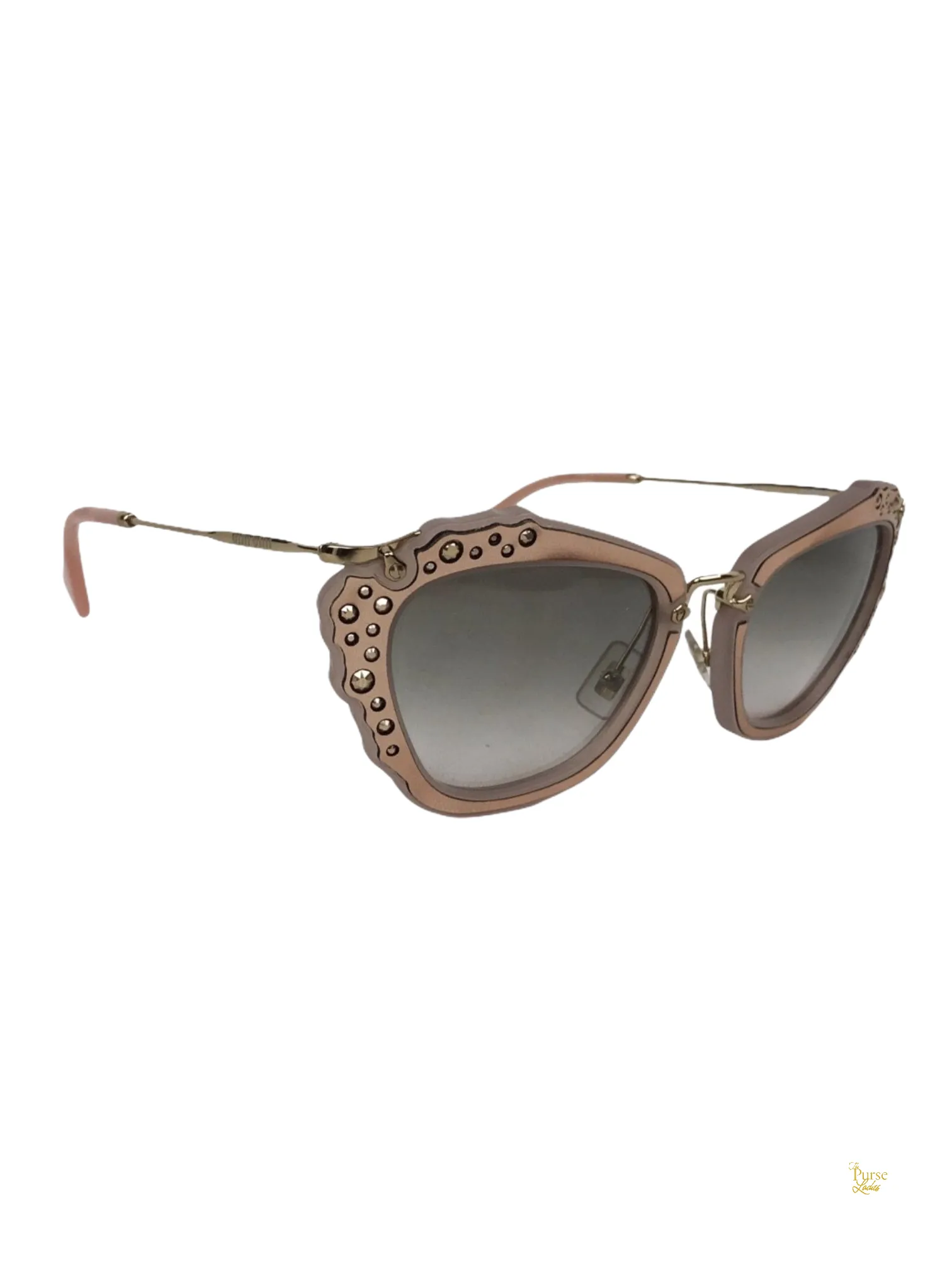 MIU MIU SMU04Q Pink Studded Cateye Sunglasses