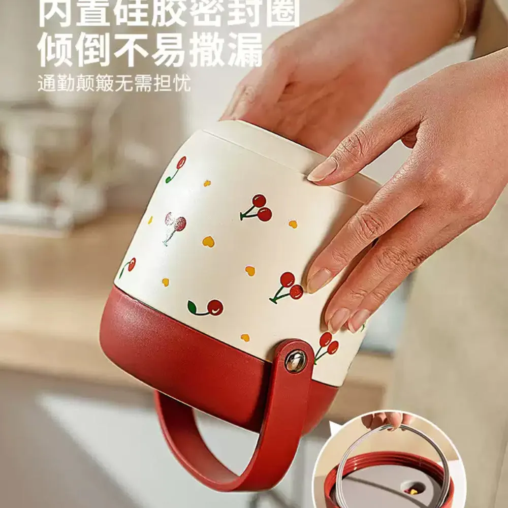 Modern Housewife 304 Stainless Steel Insulated Lunch Box with Cherry Design - 1300ml