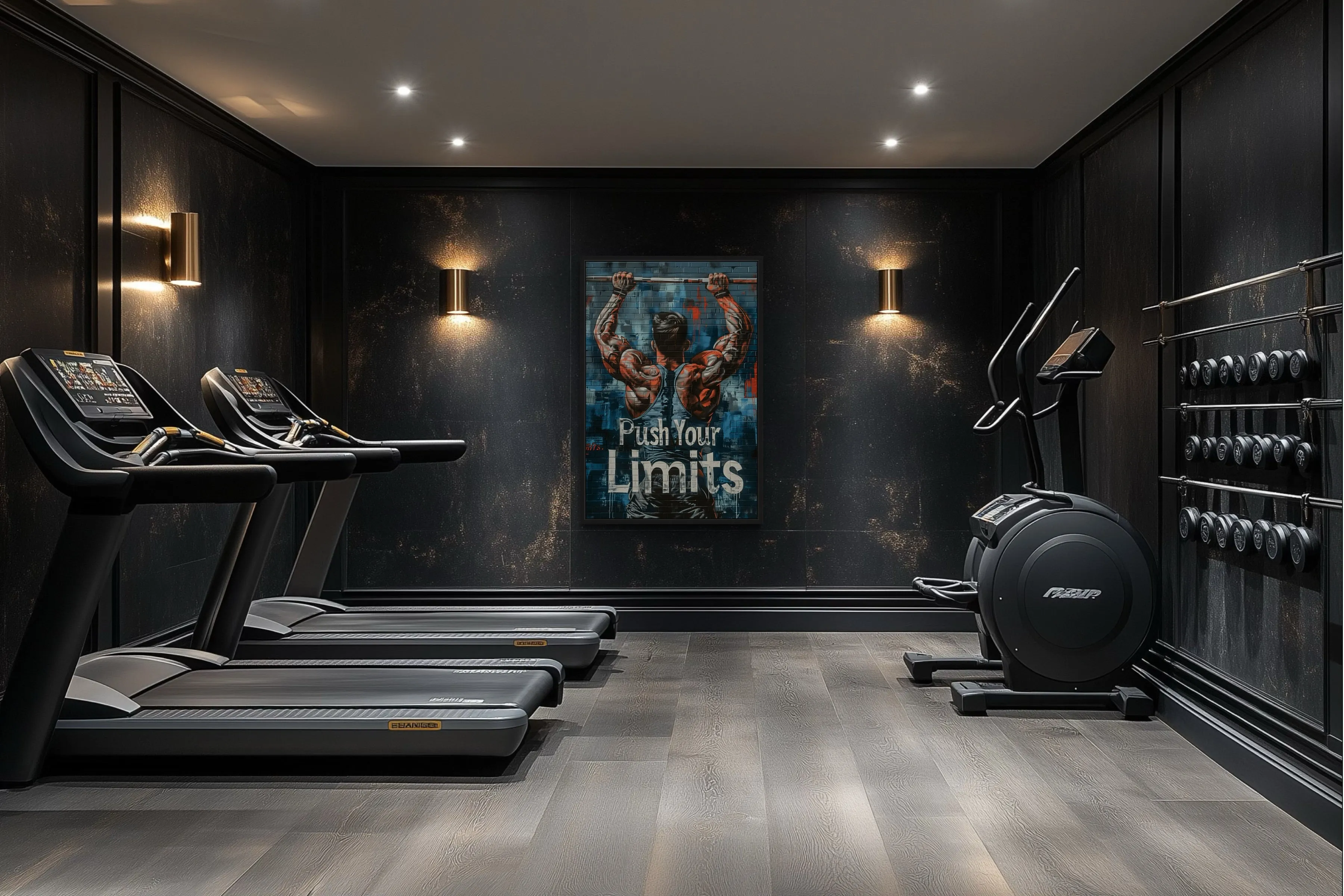 Muscular Man Pushing Limits Fitness Motivation Gym Wall Art