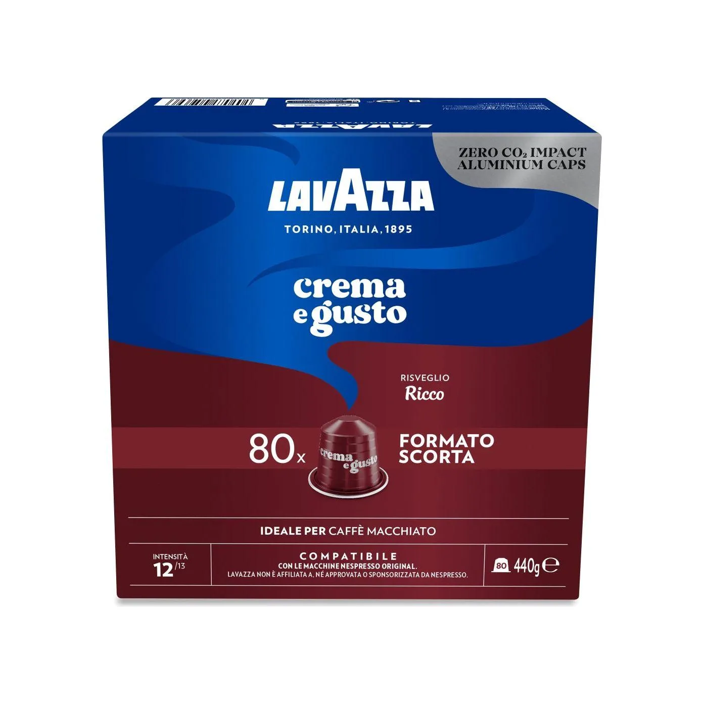 Nespresso Compatible Lavazza Crema e Gusto Ricco 80 Coffee Capsules