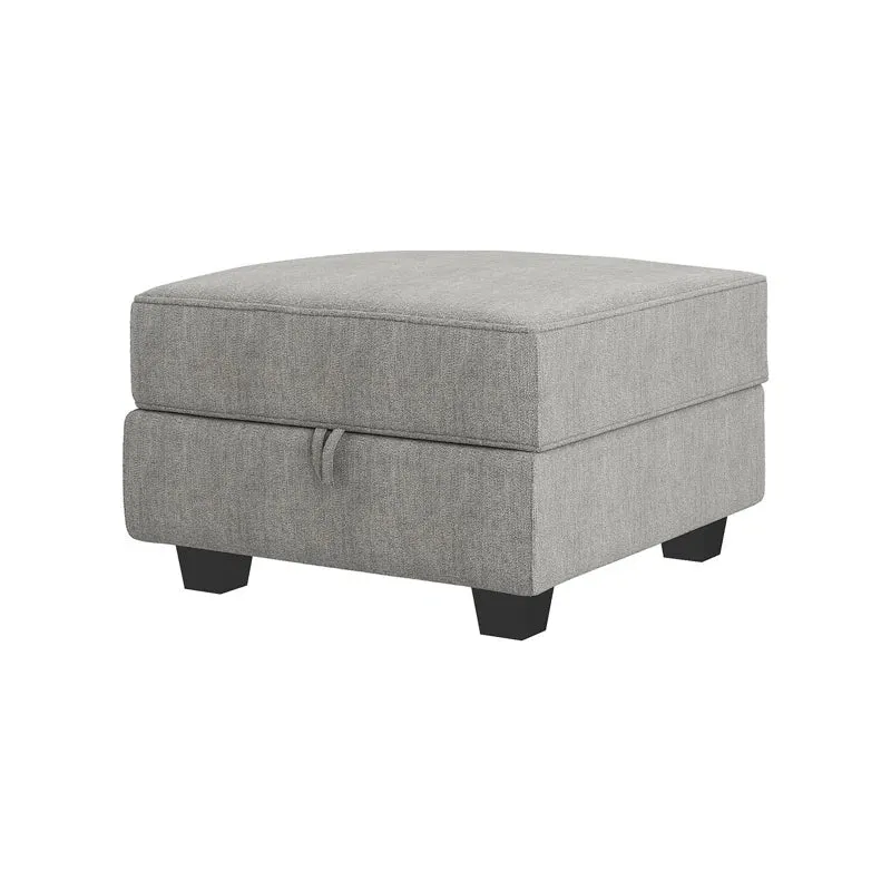 New 25.6" Wide Square Standard Ottoman with Storage in Grey, we have 2 matching storage chairs on auction right now with same fabric, same colour! Retails $265 