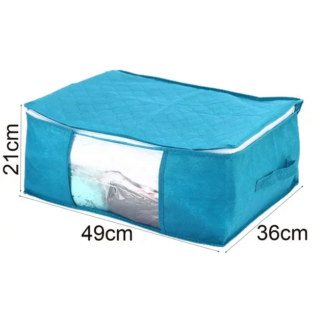 NEW Cheers Portable Non-Woven Fabric Quilt Blanket Home Clothes Storage Bag Box Organizer, Teal
