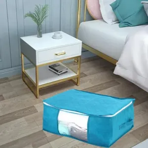 NEW Cheers Portable Non-Woven Fabric Quilt Blanket Home Clothes Storage Bag Box Organizer, Teal