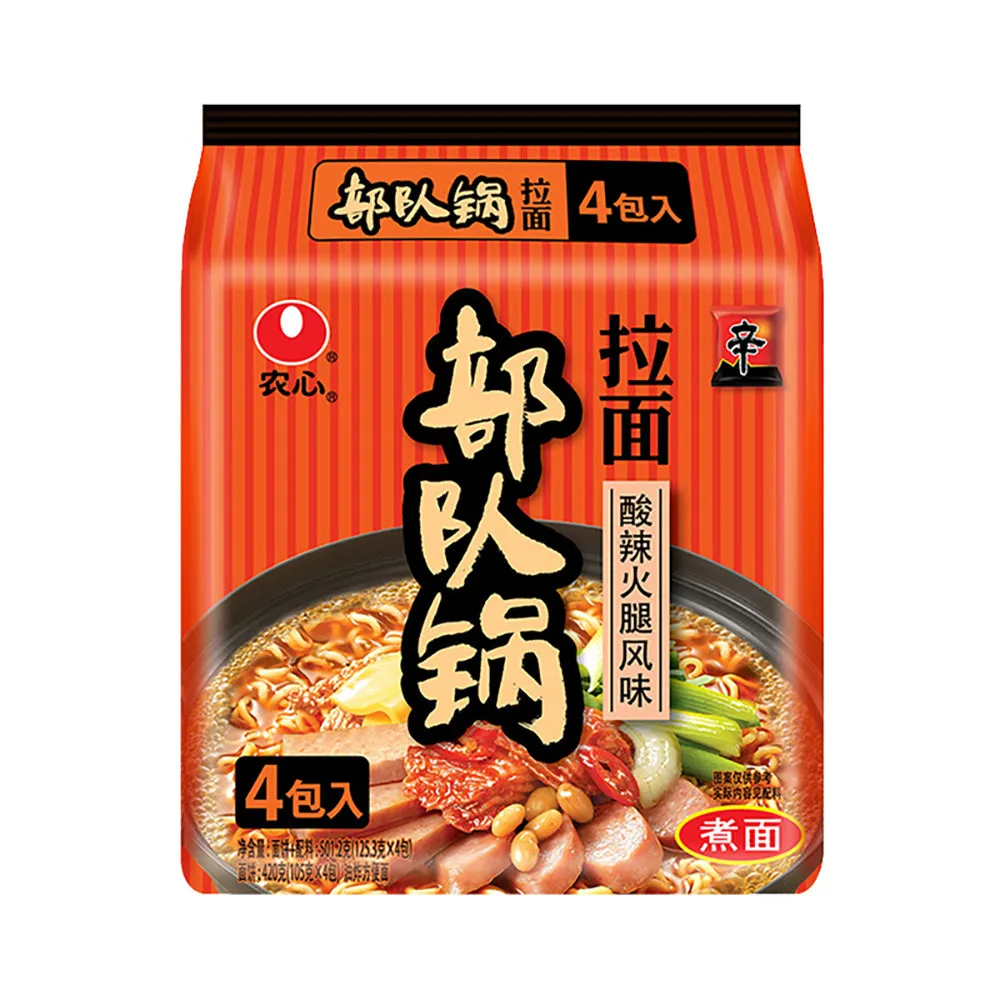 Nongshim Budae Jjigae Spicy Ham Flavor Instant Noodles - 118g x 4 Packs