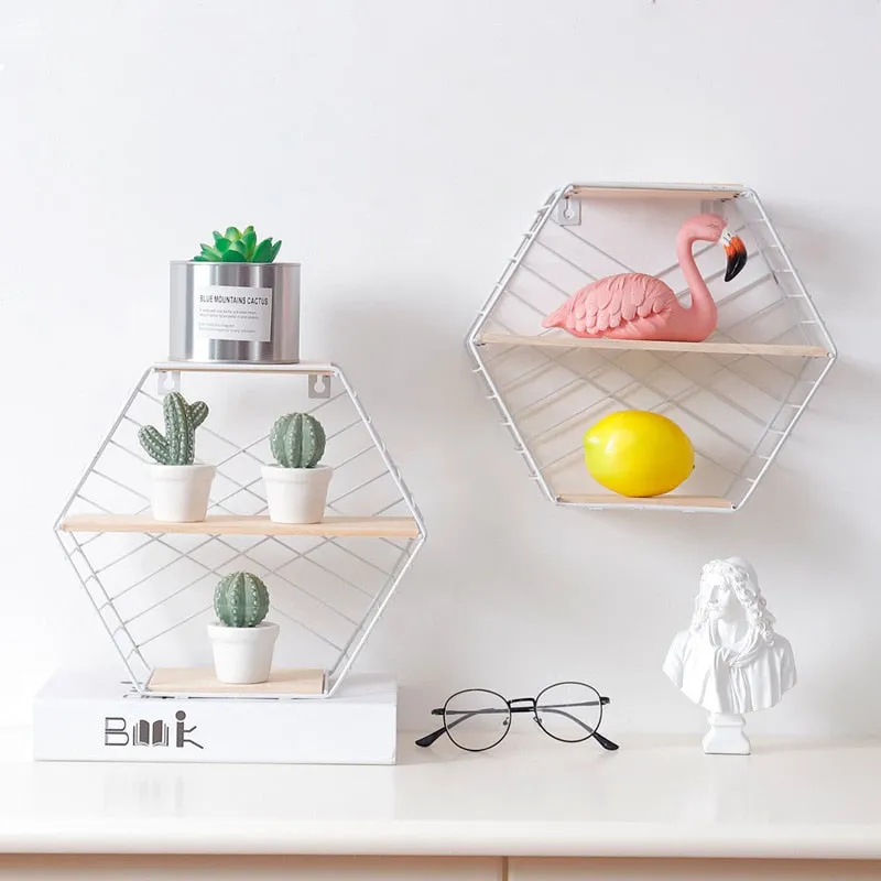 Nordic Hexagon Iron Storage Shelf Wall Decoration Wall