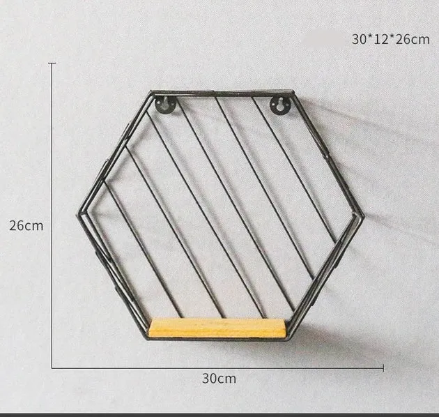 Nordic Hexagon Iron Storage Shelf Wall Decoration Wall