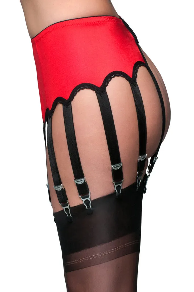Nylon Dreams 12 Strap Suspender Belt Red