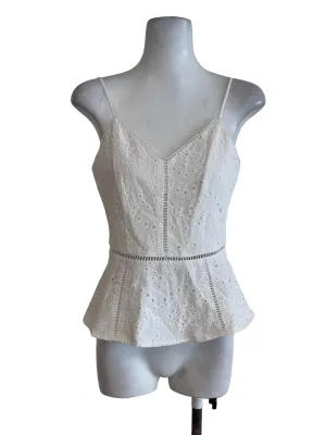 Off White Sleeveless Floral Top