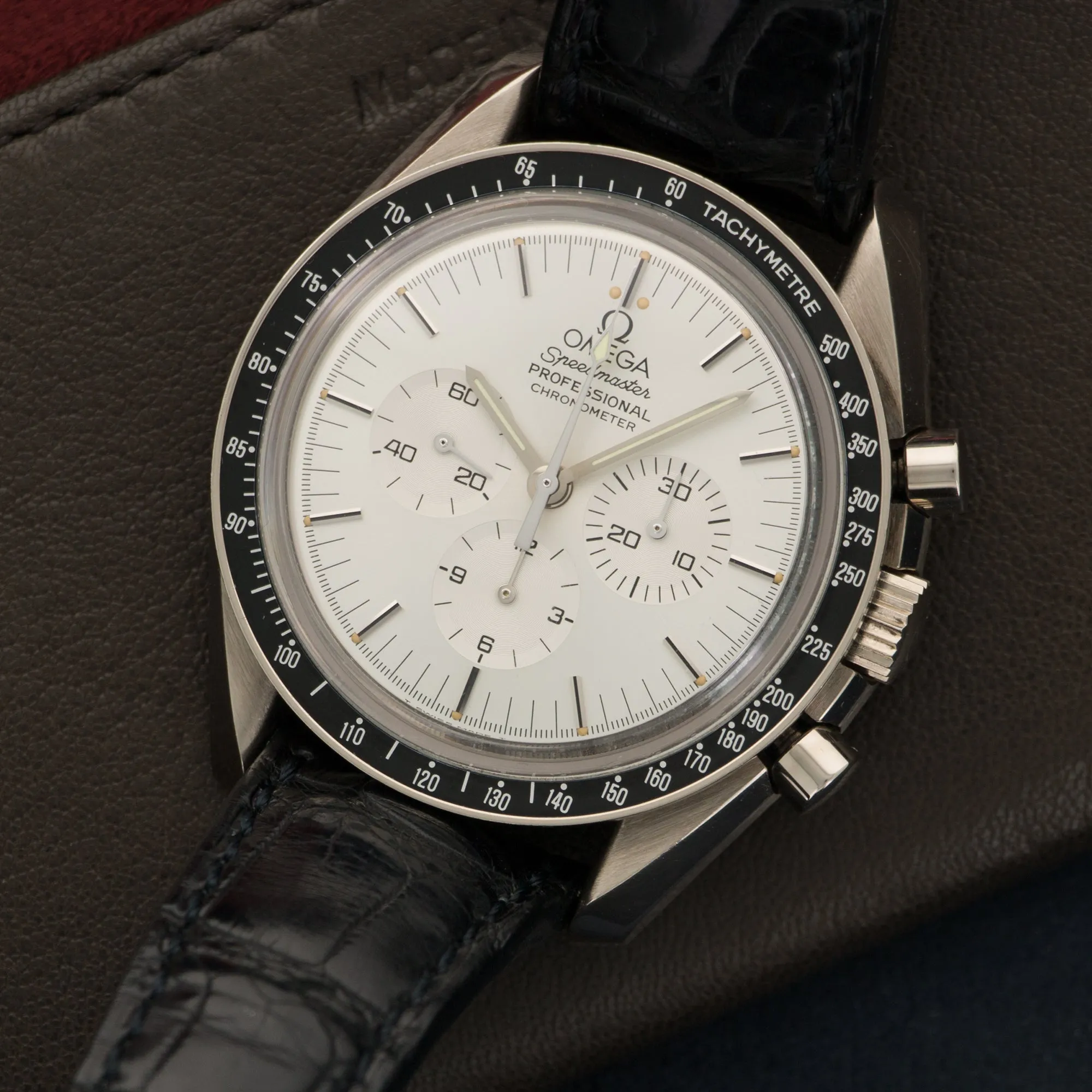 Omega White Gold Speedmaster Apollo XI Watch