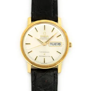 Omega Yellow Gold Constellation Tiffany & Co. Strap Watch