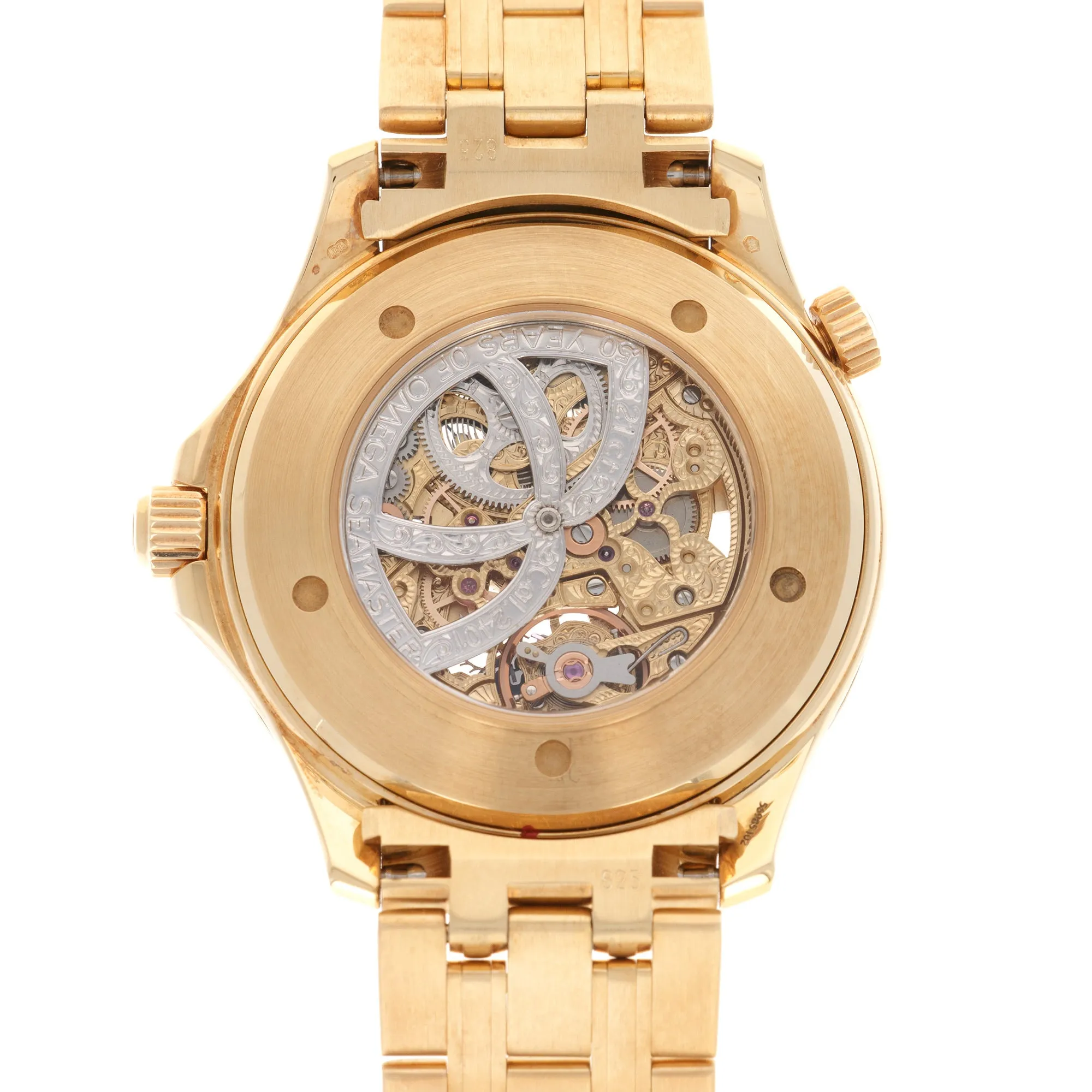 Omega Yellow Gold Seamaster Skeleton 50th Anniversary Watch