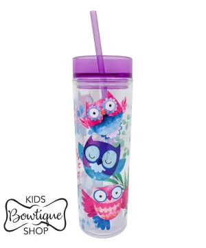 Owls Tall Cup with Straw