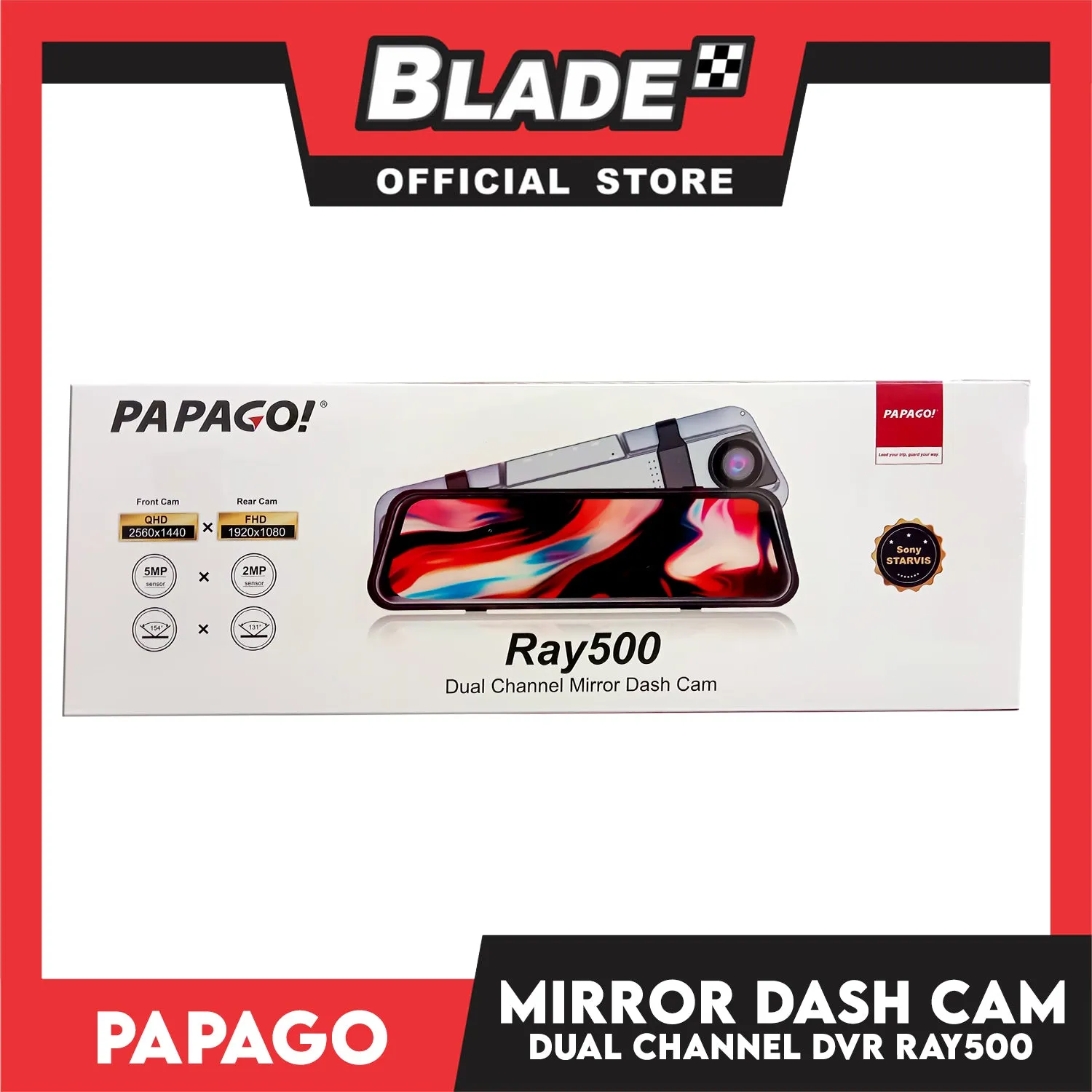 Papago Ray 500 Dual Channel Mirror Dash Cam