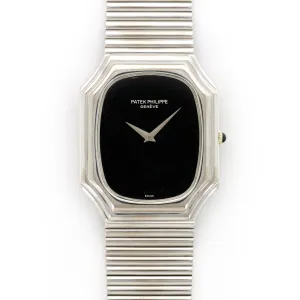 Patek Philippe White Gold Bracelet Onyx Dial Ref. 3729