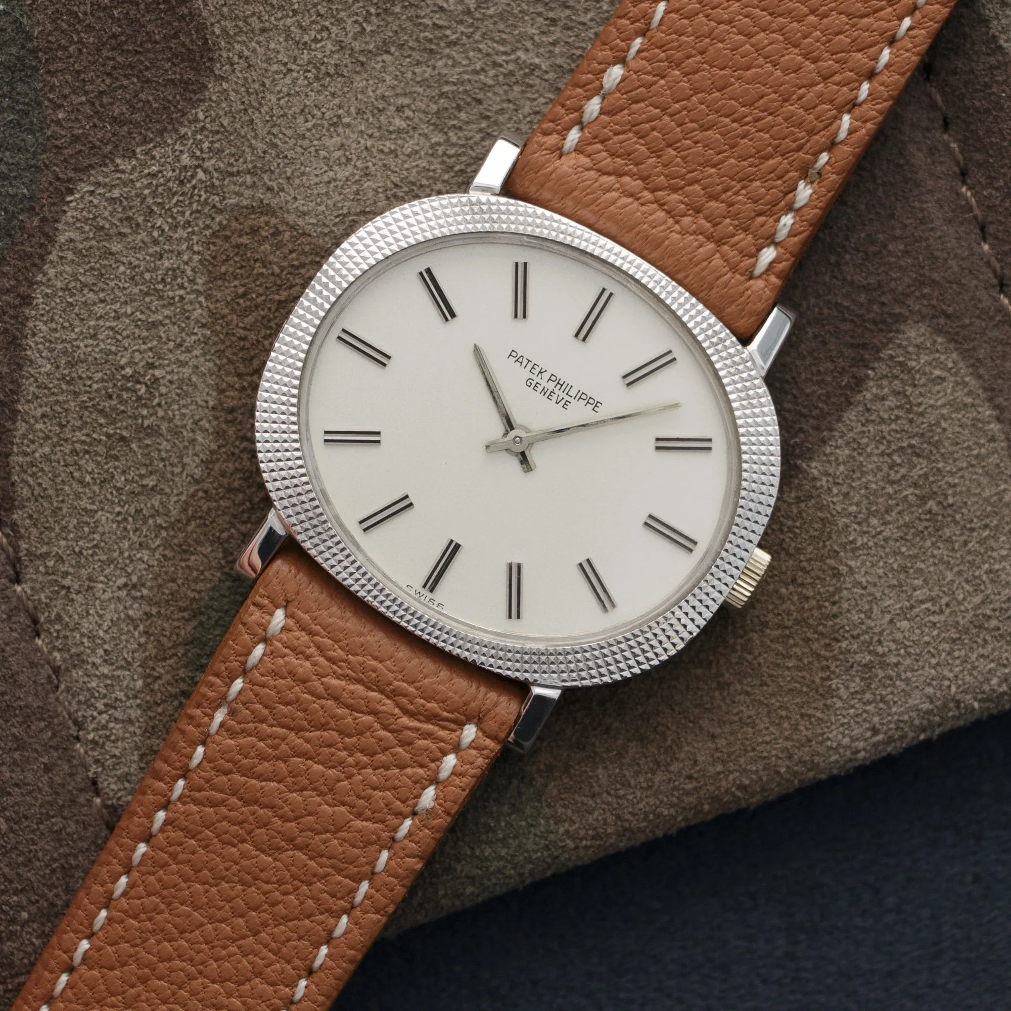 Patek Philippe White Gold Strap Watch. Ref. 3581