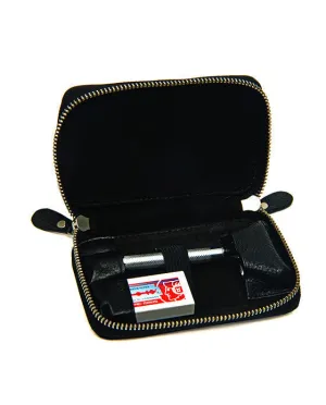PB Black Pebble Leather DE Safety Razor Case, With Nubuck Lining