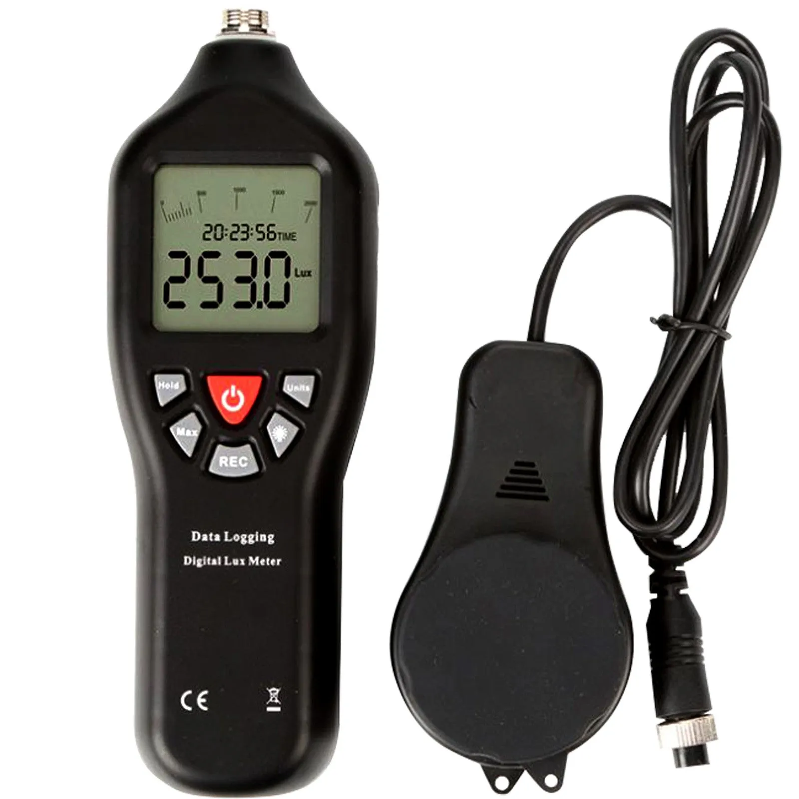 PD_7 Kibeland Instrument Digital Light Meter Lux Meter with USB Function Data Record Function, Measurement Range 0 to 200,000 Lux