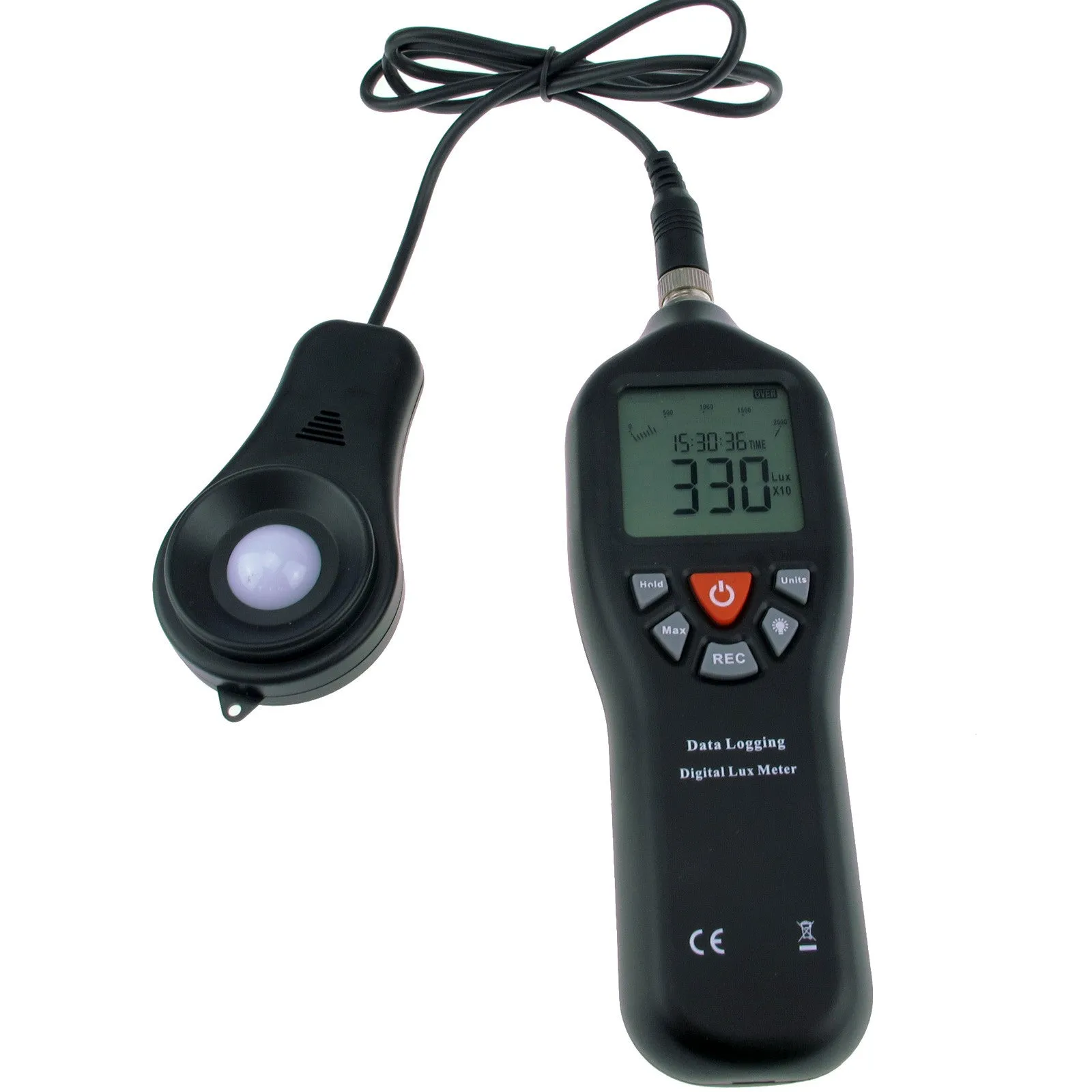 PD_7 Kibeland Instrument Digital Light Meter Lux Meter with USB Function Data Record Function, Measurement Range 0 to 200,000 Lux