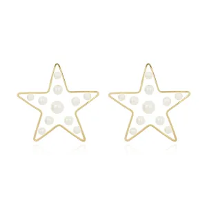 Pearl & Resin 18K Gold-Plated Star Drop Earrings