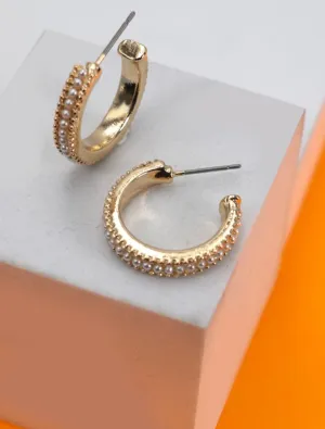 Pearl Studded Hoop Earrings