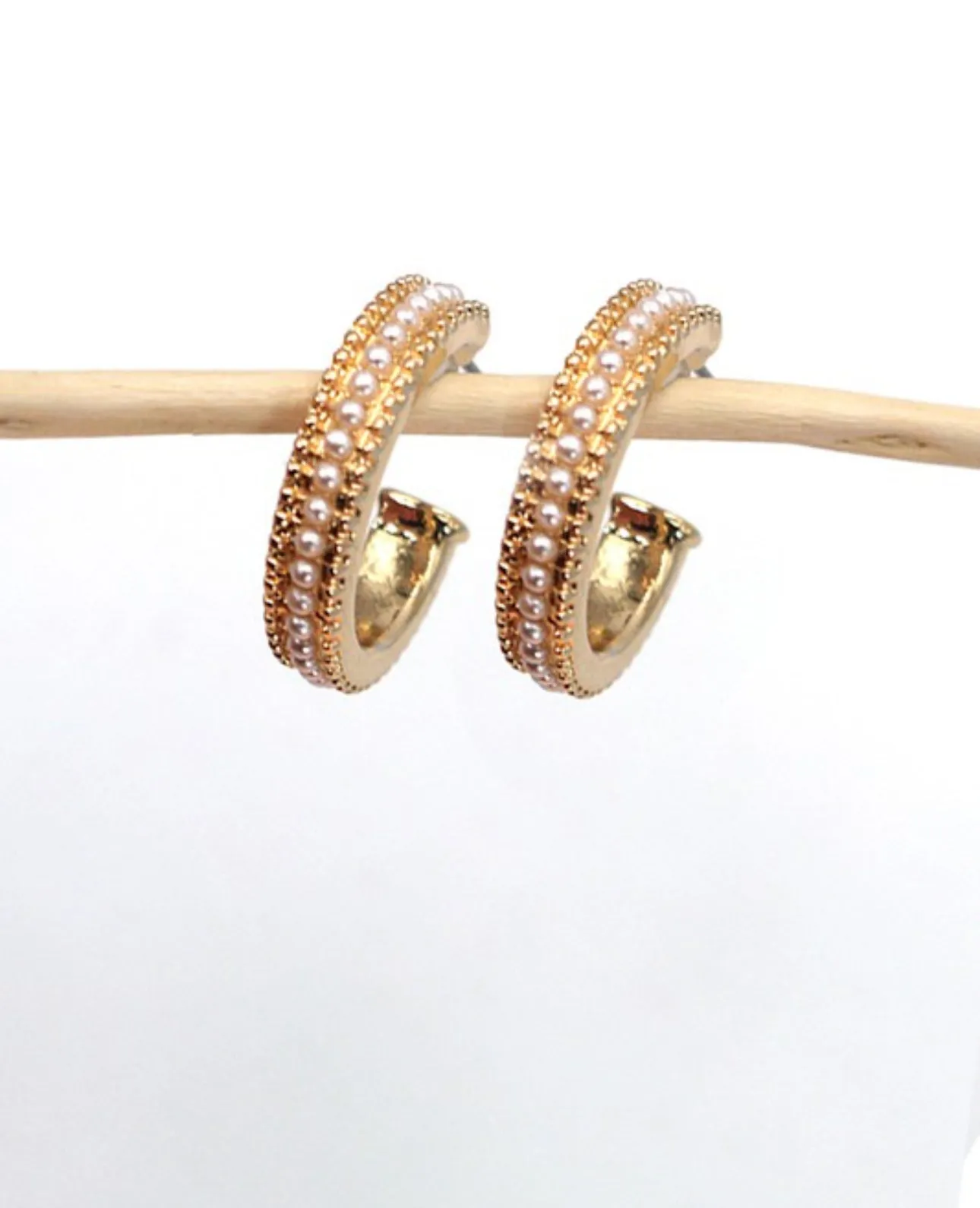 Pearl Studded Hoop Earrings