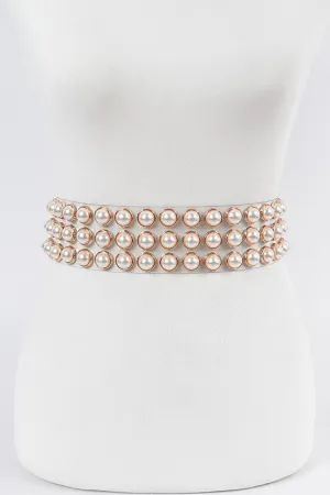 Pearl Studded Plus Size Clear Waist Beltc
